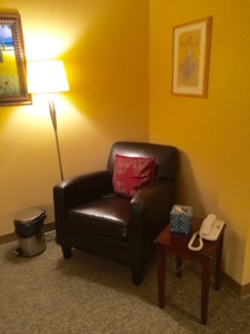 comfortable chair in therapy office
